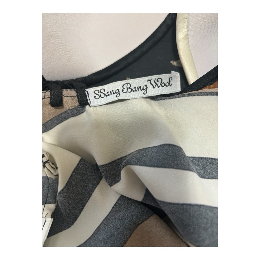 Ssang Bang Wool Mini Geometric Strappy Dress with Bold Patterns Women's Size M - Picture 12 of 16